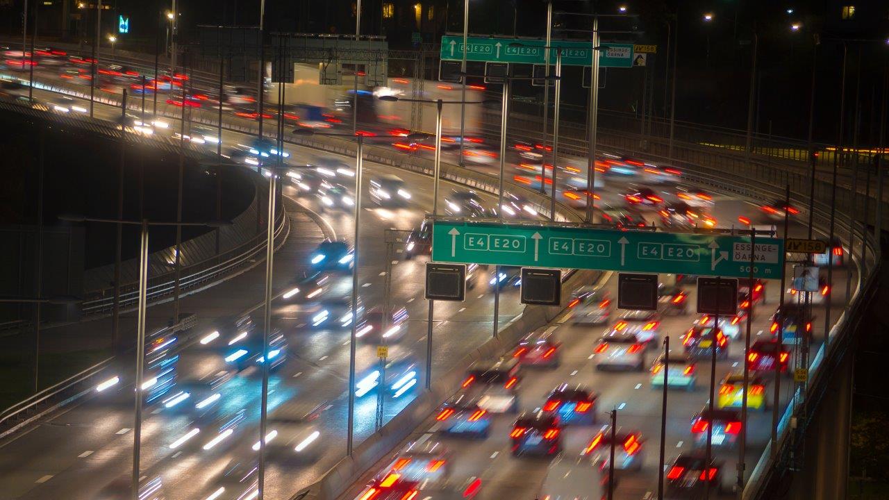 Highway in Stockholm at night