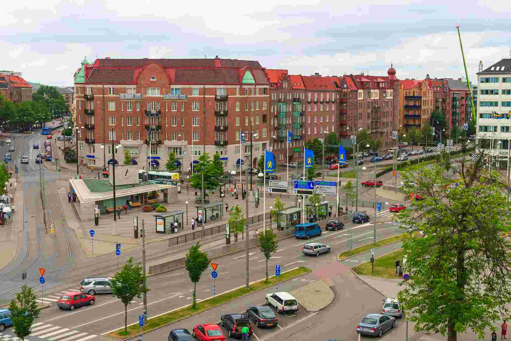 Cityscape and road traffic in Gothenburg