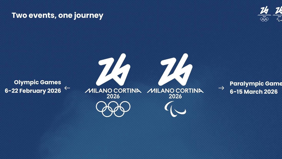 Die Logos für die olympischen sowie paralympischen Winterspiele Milano Cortina 2026.