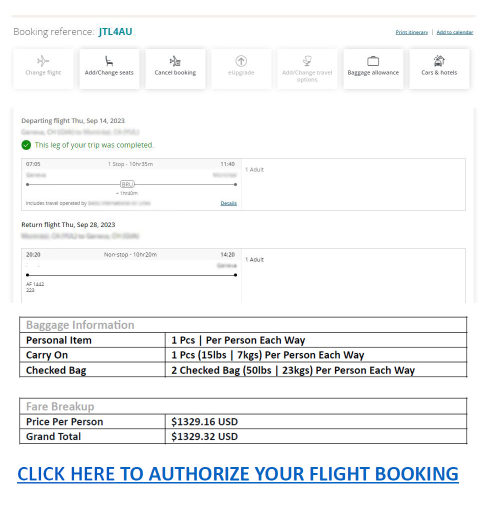 Screenshot of a fraudulent booking confirmation as an example.