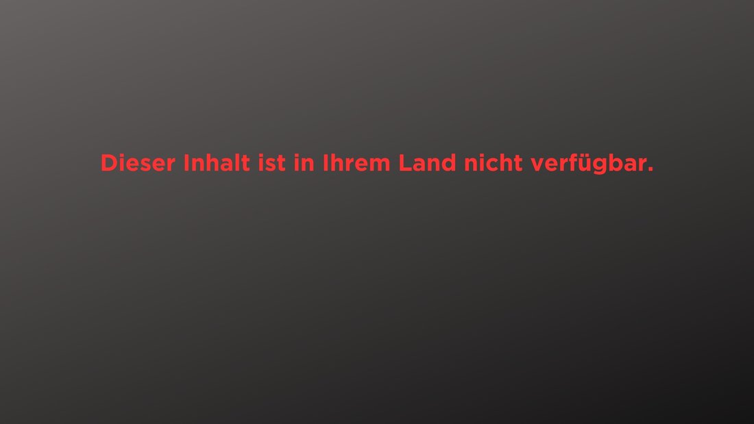 Eine Meldung auf schwarzem Hintergrund: „Dieser Inhalt ist in Ihrem Land nicht verfügbar“