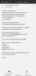 Fraud: dubious dunning letter for phone sex.