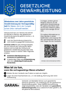 EU-Label informiert über Gewährleistungsrechte bei mangelhaften Waren