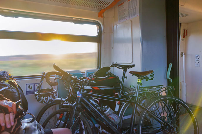 Bicycle compartment in a train