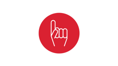 Ein rundes Icon, das eine stilisierte Hand zeigt, deren Zeigefinger nach oben weist.