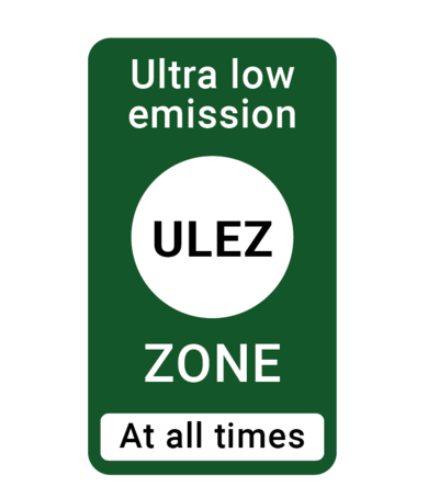 Schild zeigt die Ultra Low Emission Zone in London